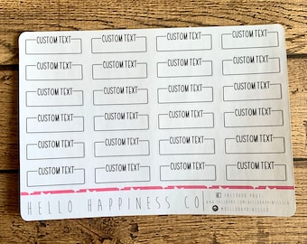 Custom Text Task Boxes - Hand Lettered Planner Stickers - Your Words - Multiple Sticker Sizes Available