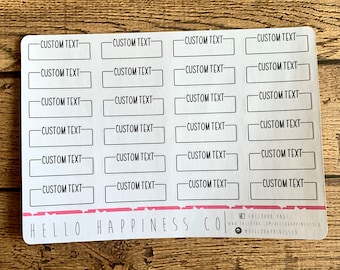 Custom Text Task Boxes - Hand Lettered Planner Stickers - Your Words