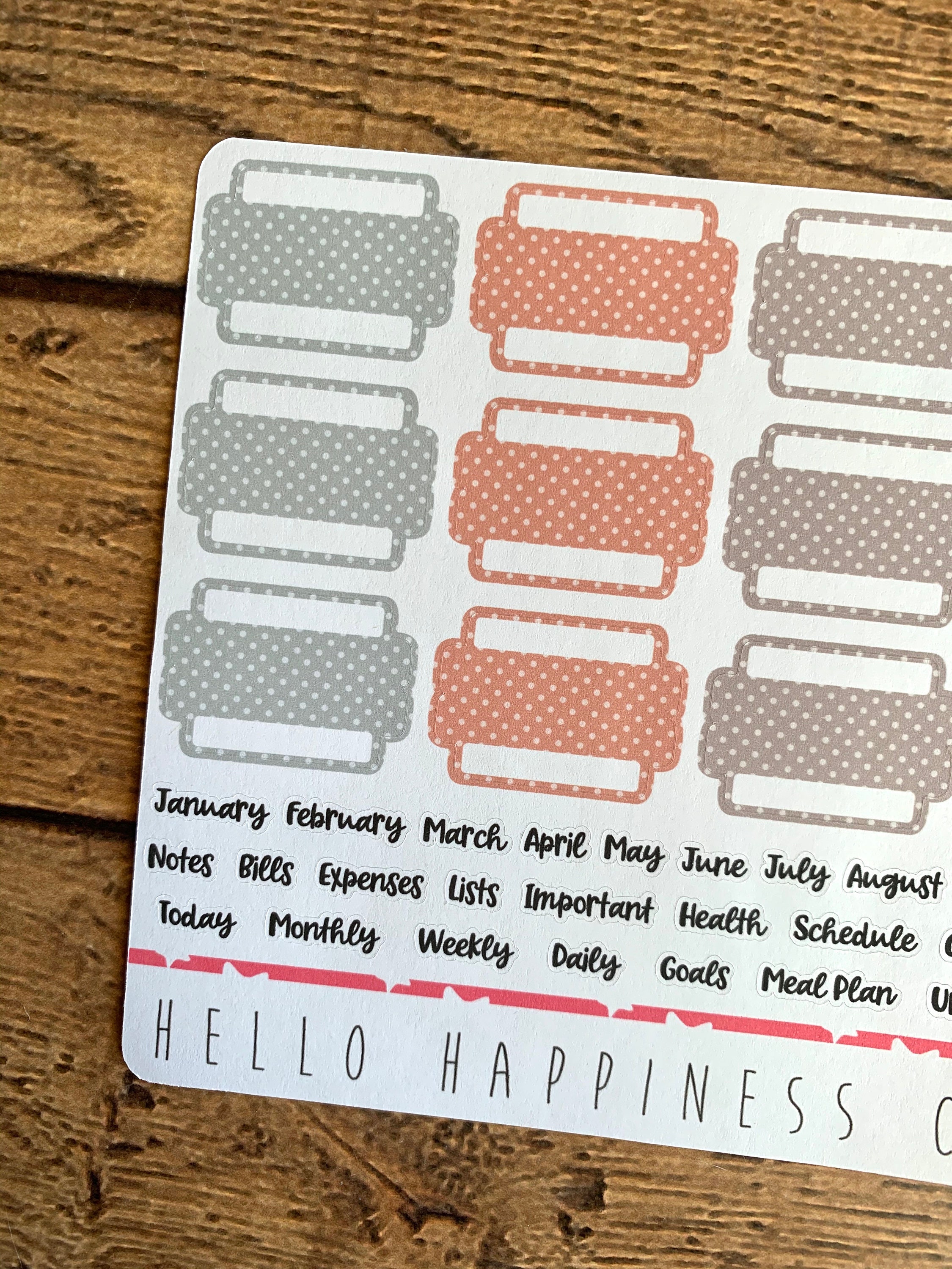 Planner Tab Stickers With Header Stickers Neutral Dots Etsy