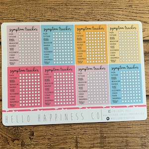 Symptom Tracker - Customizable - Planner Stickers - Many Color Options