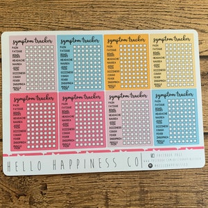 Symptom Tracker - Customizable - Planner Stickers - Many Color Options