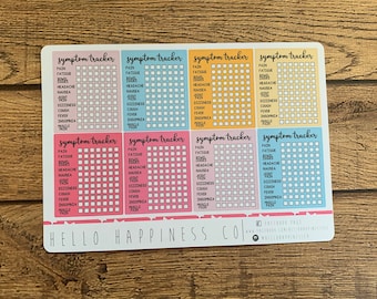 Symptom Tracker - Customizable - Planner Stickers - Many Color Options