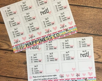 21 Day Fitness Challenge Planner Stickers - 2 Sheets