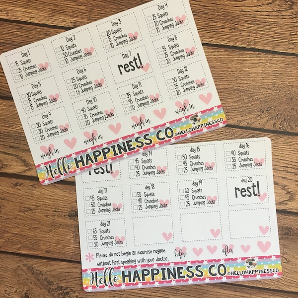 21 Day Fitness Challenge Planner Stickers - 2 Sheets