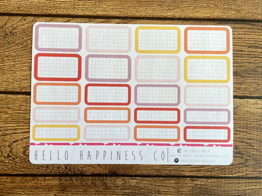 Grid Boxes - Rounded Corners - Multiple Box Sizes - Planner Stickers ...