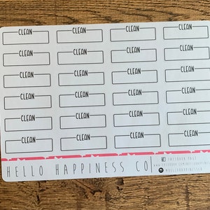 Limpiar cajas de tareas - Pegatinas de planificador con letras a mano