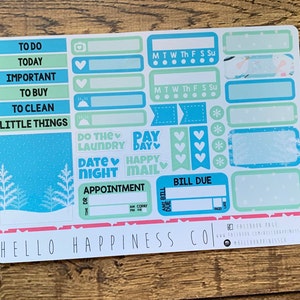 Mini Wekelijkse Kit Planner Stickers - Winter Scene