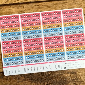 Stackable Hydrate Doodle Planner Stickers - Hand Lettered  - Many Color Options- Multiple Sizes Available