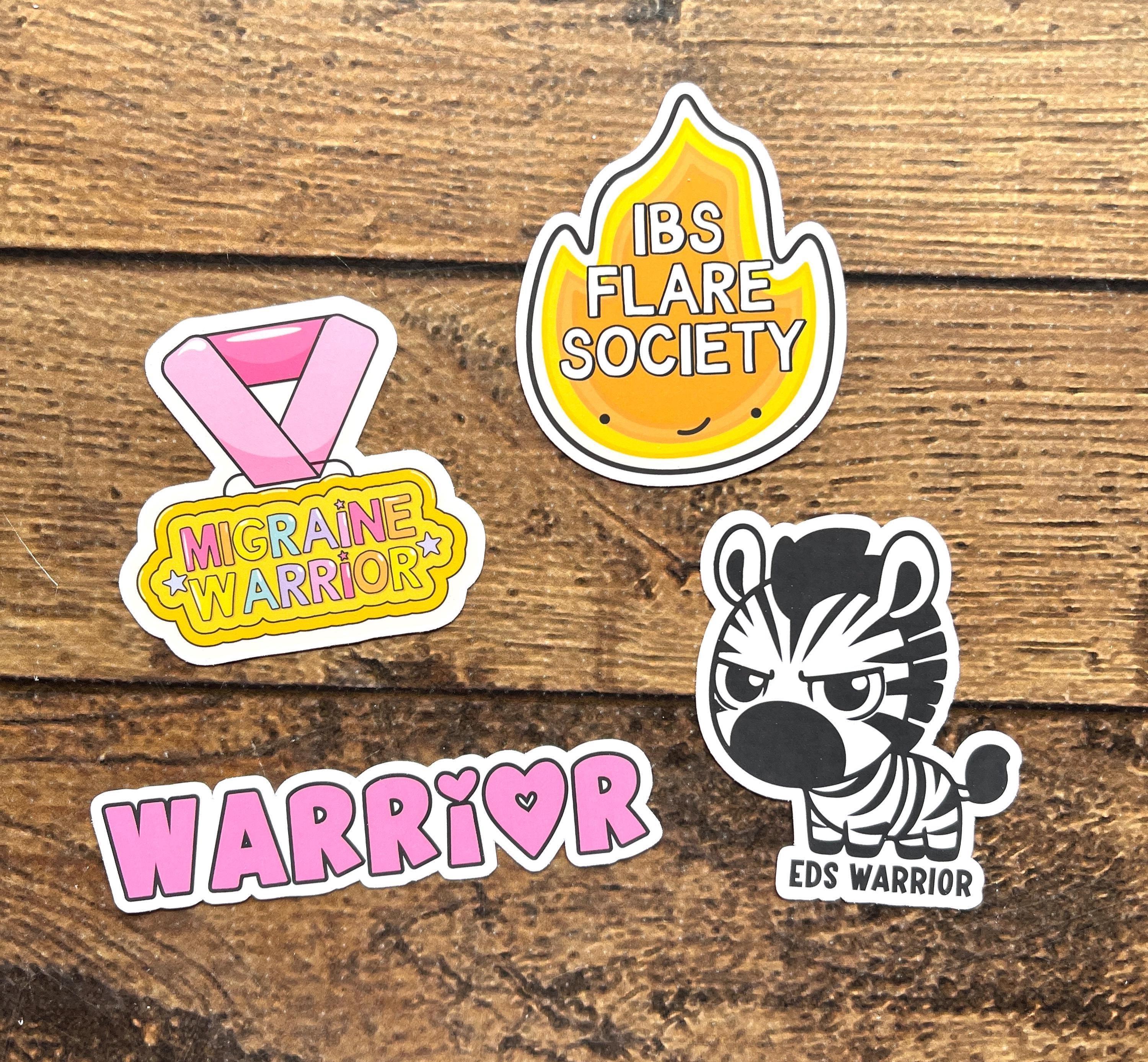 Chronic Illnesses Stickers - IBS, Migraine, EDS/Elhers Danlos, Warrior - Your Choice - Glossy & Holographic Overlay Options Available
