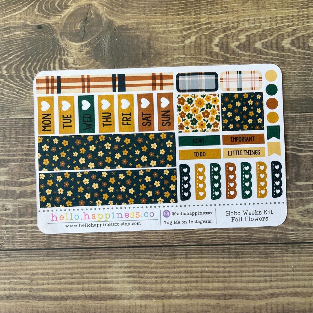 Fall Flowers - Hobonichi Weeks Sticker Kit - Weekly Kit - Etsy