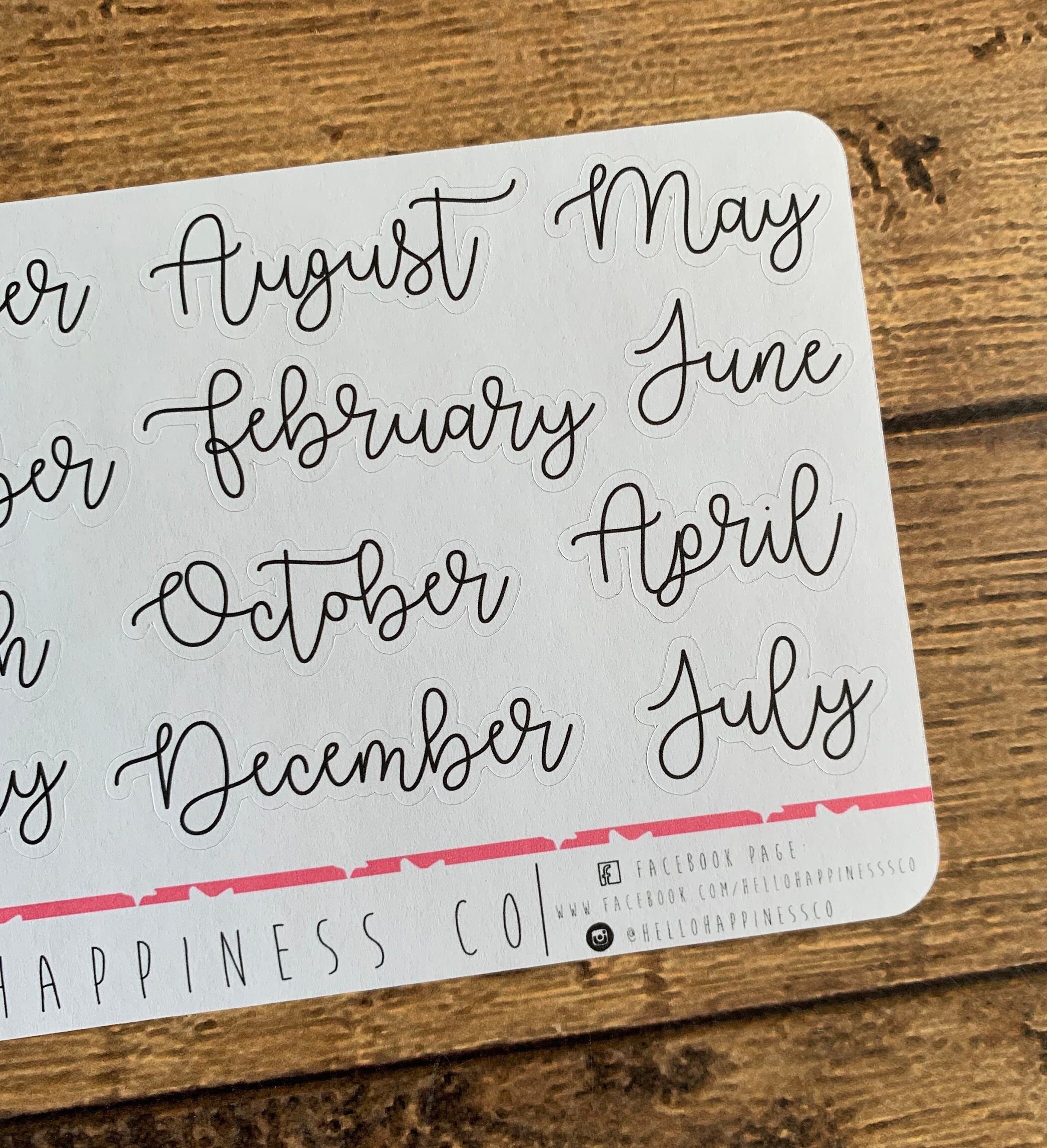 Small Skinny Script Months of the Year Planner Stickers - Etsy