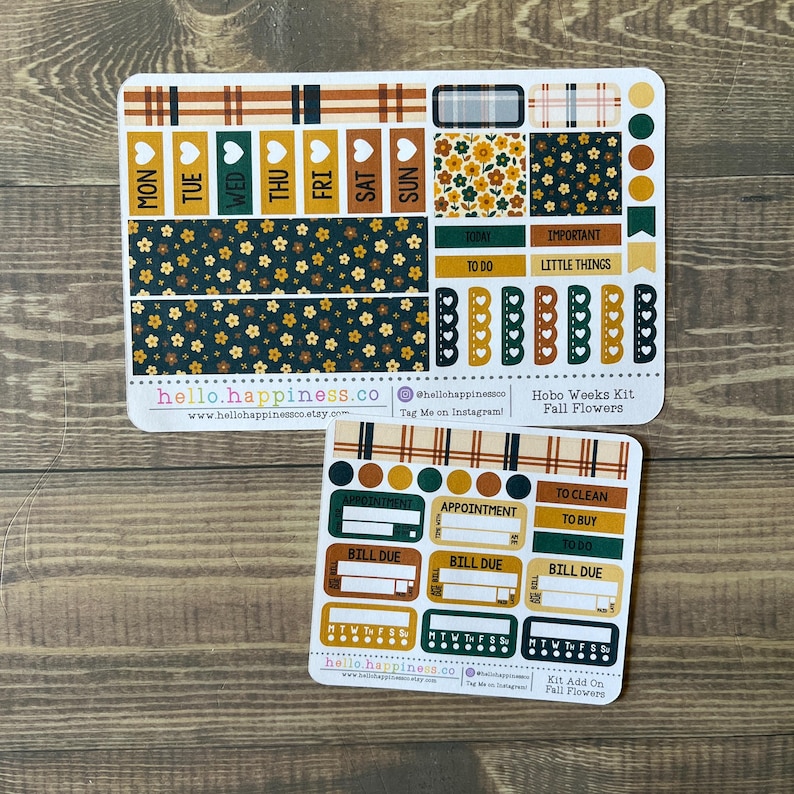Fall Flowers - Hobonichi Weeks Sticker Kit - Weekly Kit - Etsy