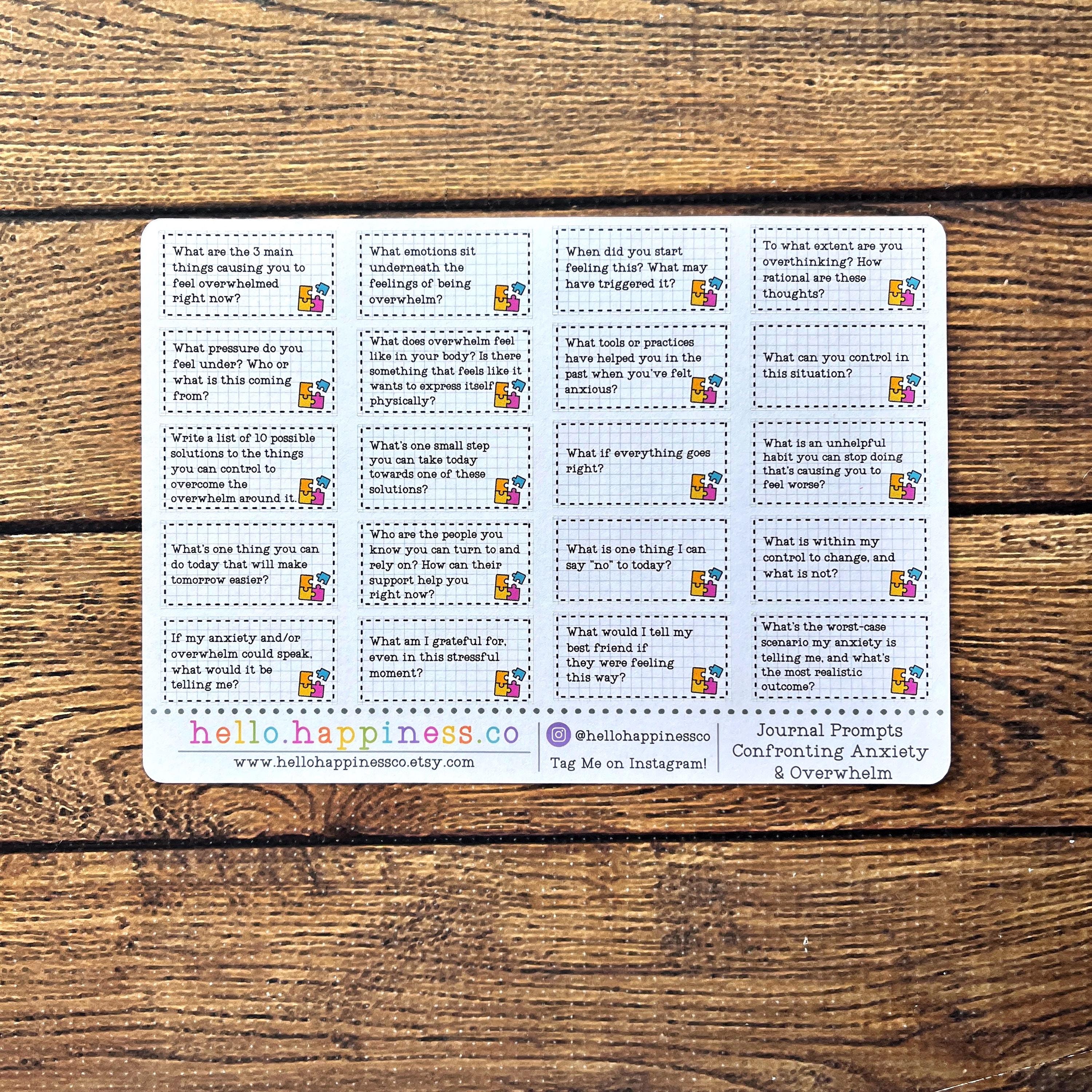 Confronting Anxiety & Overwhelm Journal Prompts - Gifts for Writers - Etsy