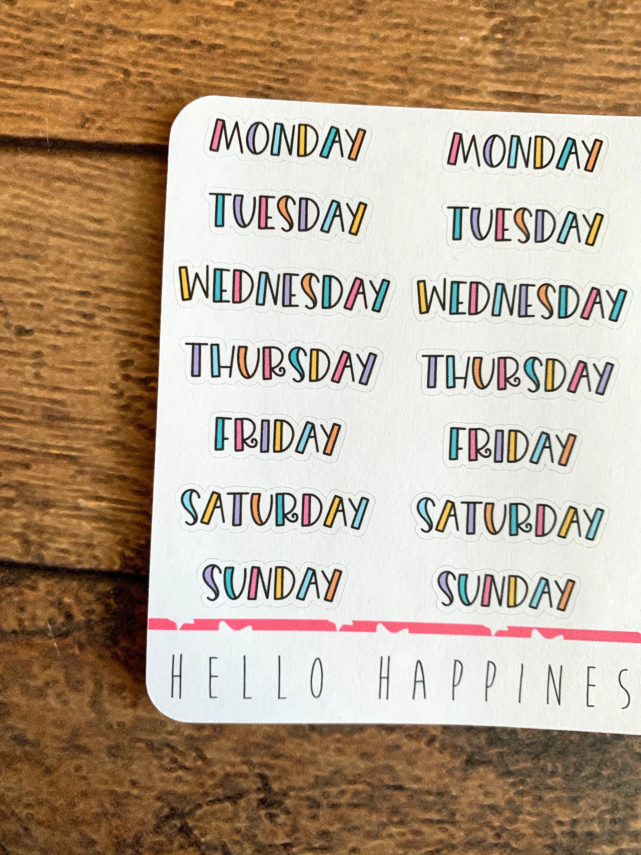 Weekdays - Colorful Block Letters -days of the Week Planner Stickers - Etsy