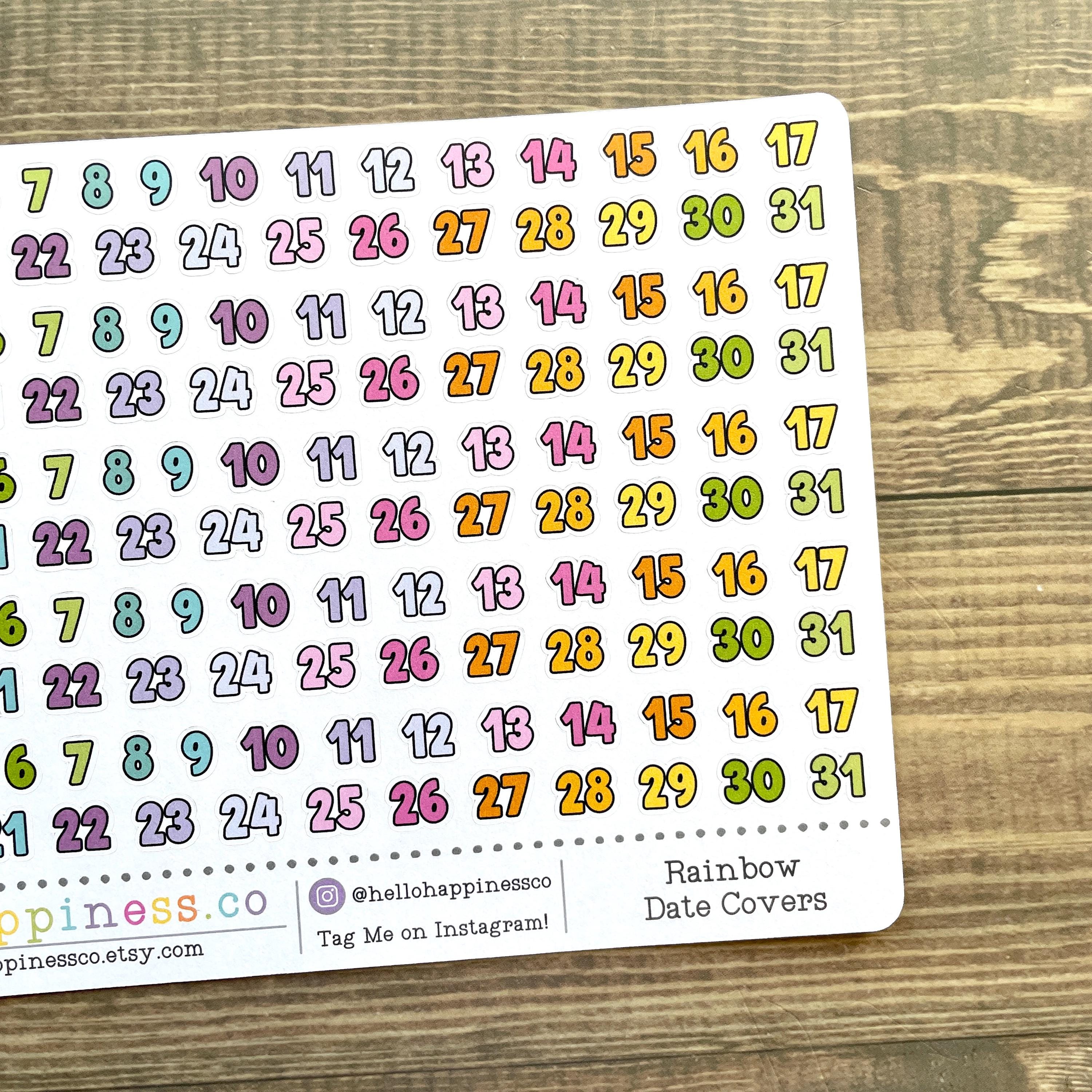 Rainbow Offset Date Covers - Planner Stickers - Individually Cut - 1 ...