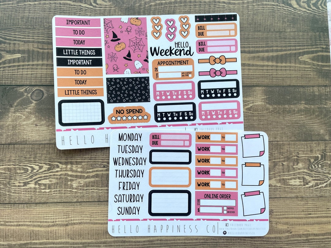 Newly Reformatted - Mini Weekly Kit Planner Stickers - Bright Halloween ...