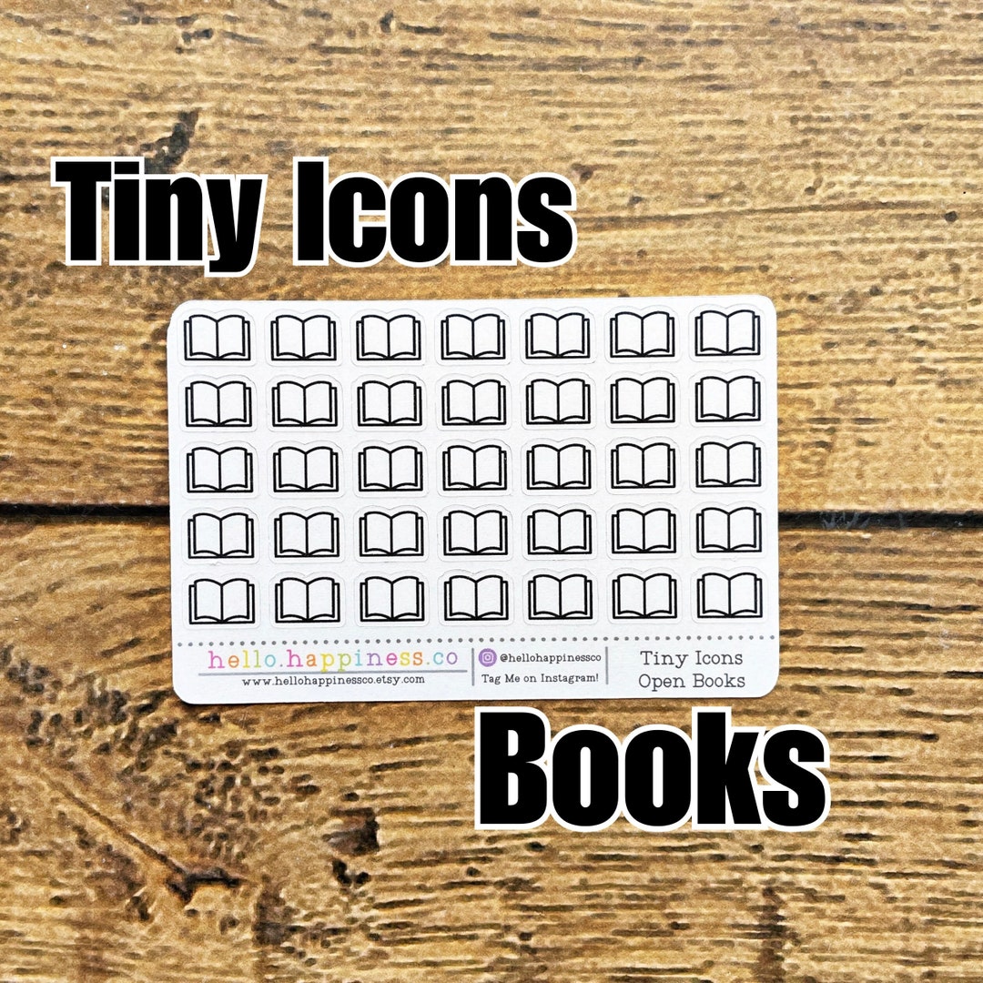 Open Books Tiny Icons Micro Minimalist Stickers Credit Card Sized Sheet ...