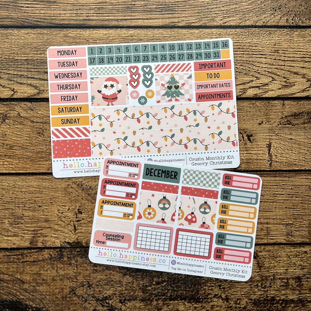 Hobonichi Cousin Monthly View Kit - Groovy Christmas - December Monthly ...