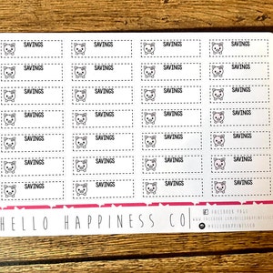 Savings Tracking Planner Stickers