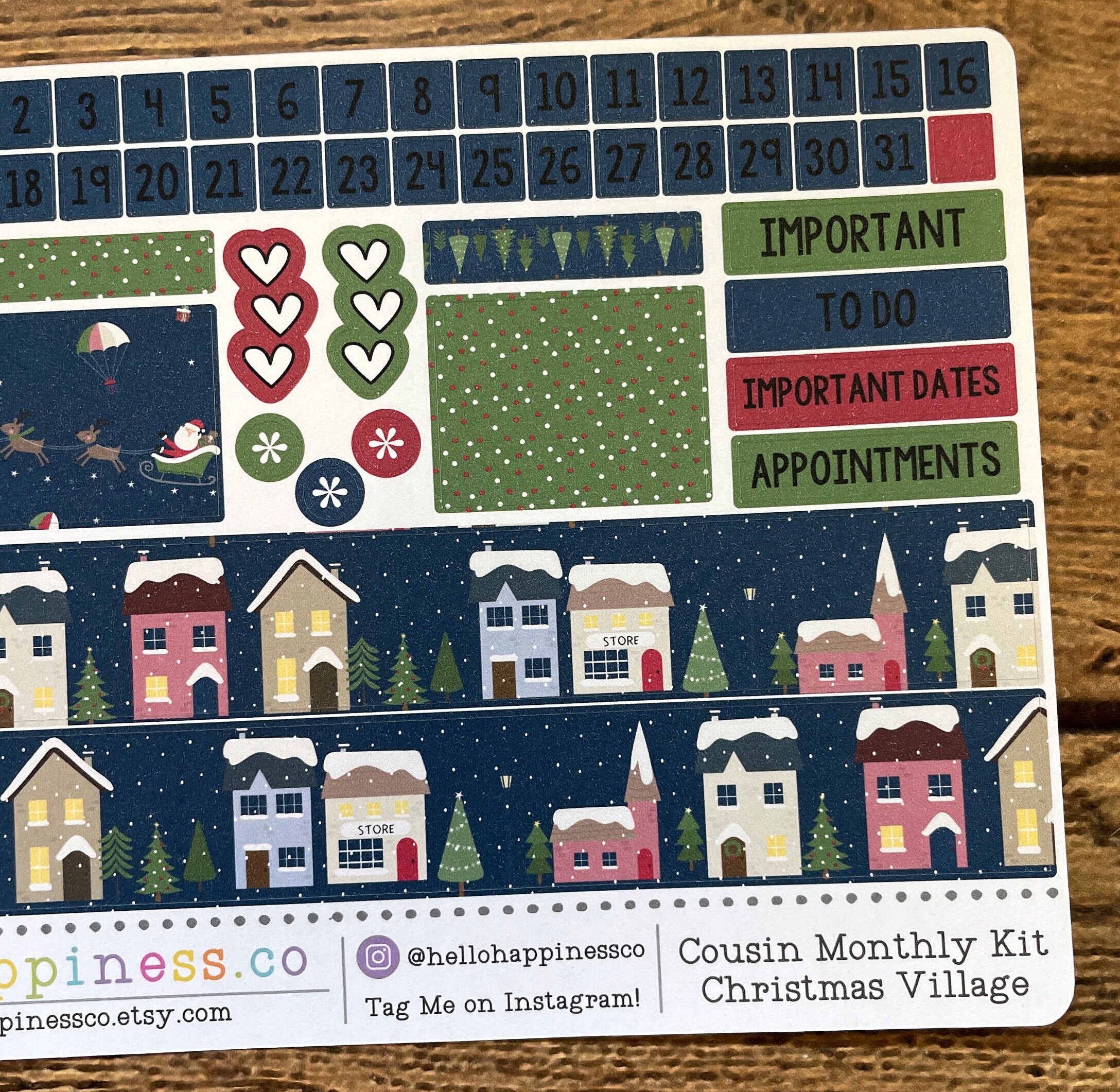 Hobonichi Cousin Monthly View Kit - Christmas Village - December - Etsy