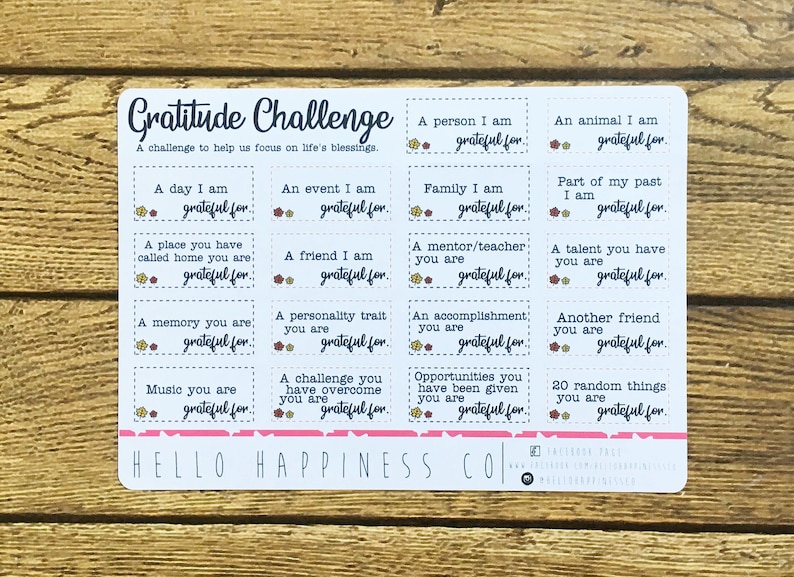 Gratitude Challenge Planner Stickers