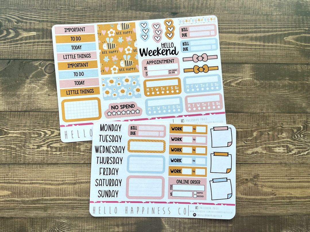 Newly Reformatted - Mini Weekly Kit Planner Stickers - Be Happy - Etsy