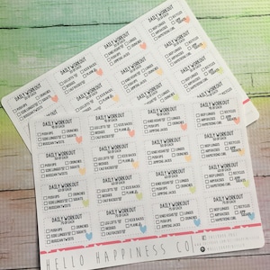 Daily Work Out Planner Stickers - Two Sheets