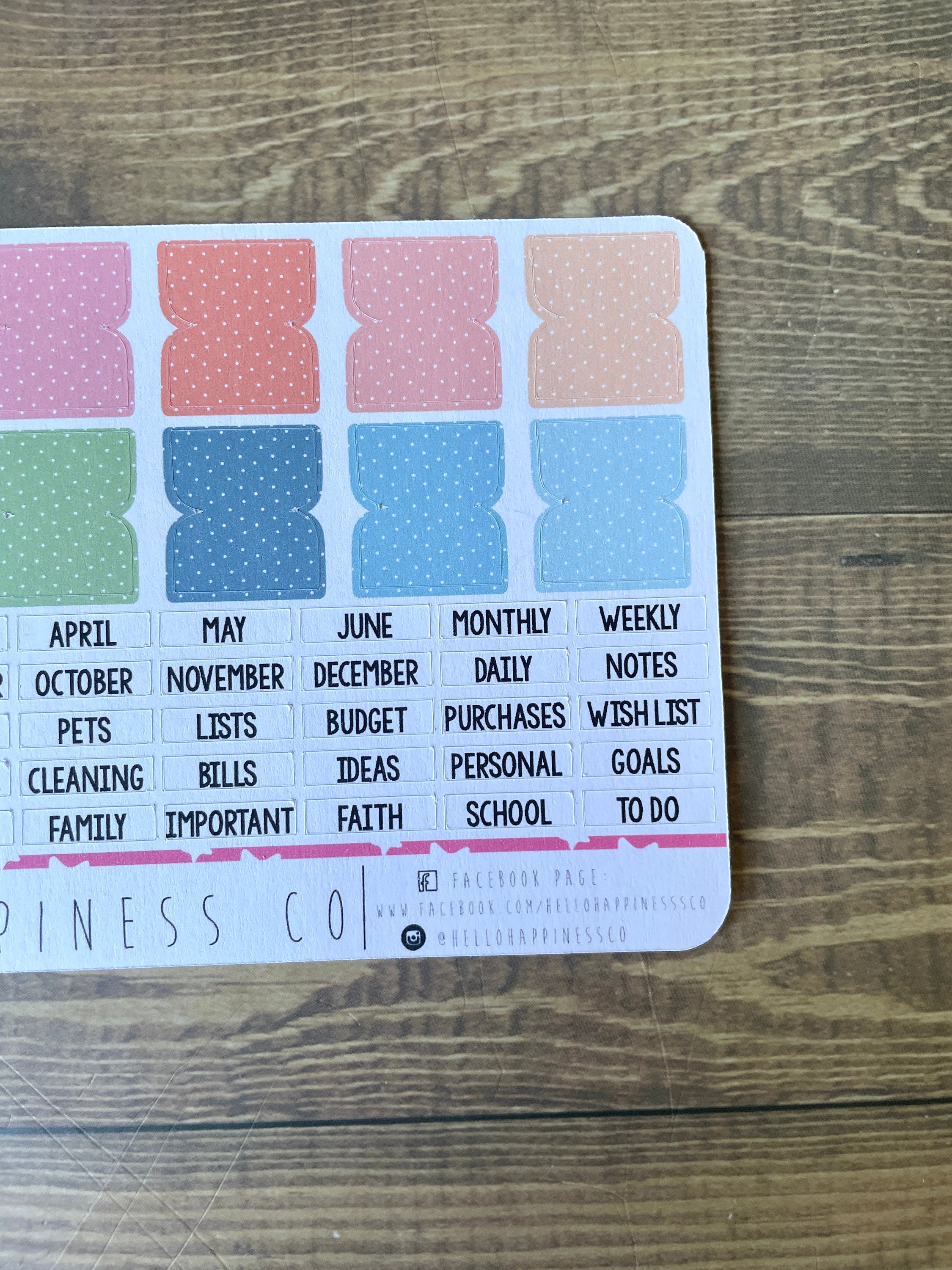 Small Planner Tab Stickers With Header Stickers - Muted Polka Dots ...