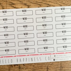 Cajas de tareas de trabajo - Pegatinas de planificador con cartas a mano
