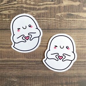 Cute Ghost with Heart Die Cut - Holographic Overlay Options