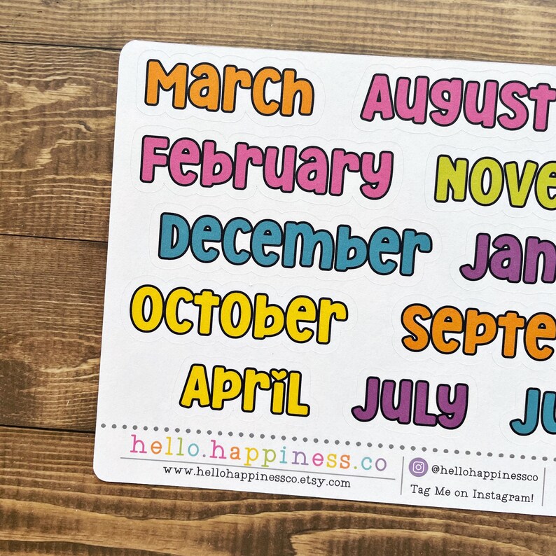 Large Months of the Year Stickers - Planner Typography Stickers ...