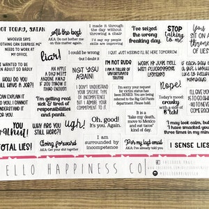 Snarky Work and Office Quotes - Planner Stickers