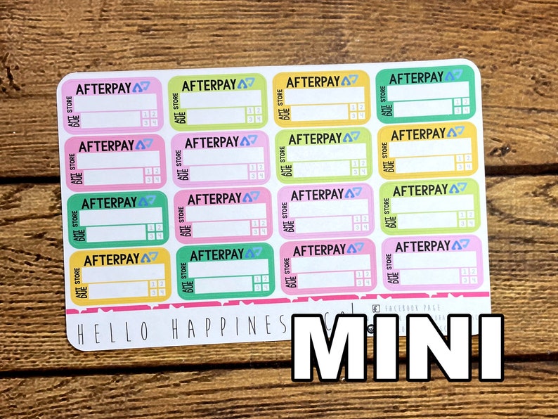 MINI Pay in Four - AfterPay - Klarna - Sezzle - Affirm - Zip (Quadpay) - PayPal 4- Bill Due Planner Stickers - Many Color Options - 1.3in 