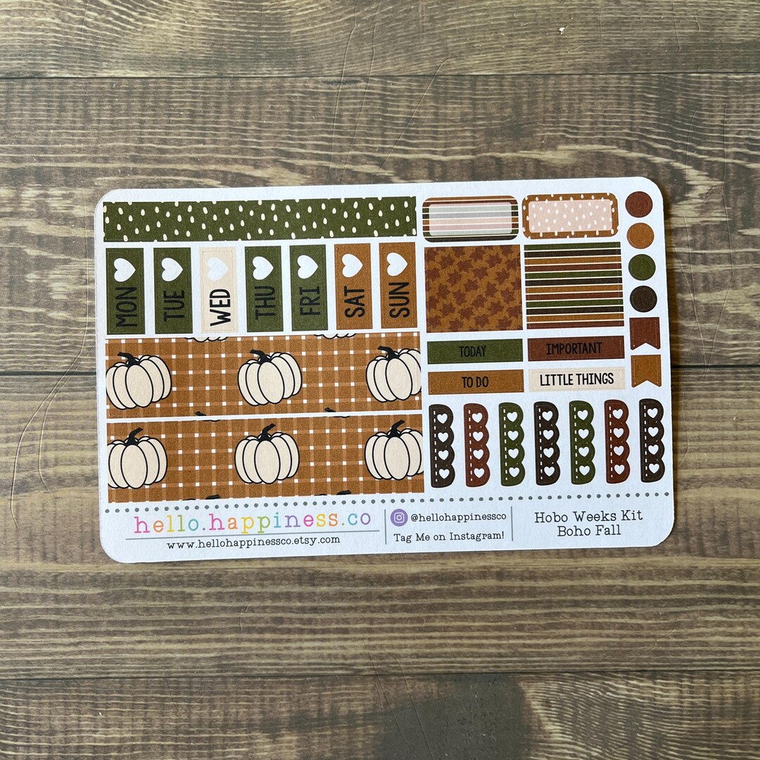 Boho Fall- Hobonichi Weeks Sticker Kit - Weekly Kit - Etsy