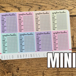 MINI Weekly Symptoms Trackers - Customizable - Many Color Options