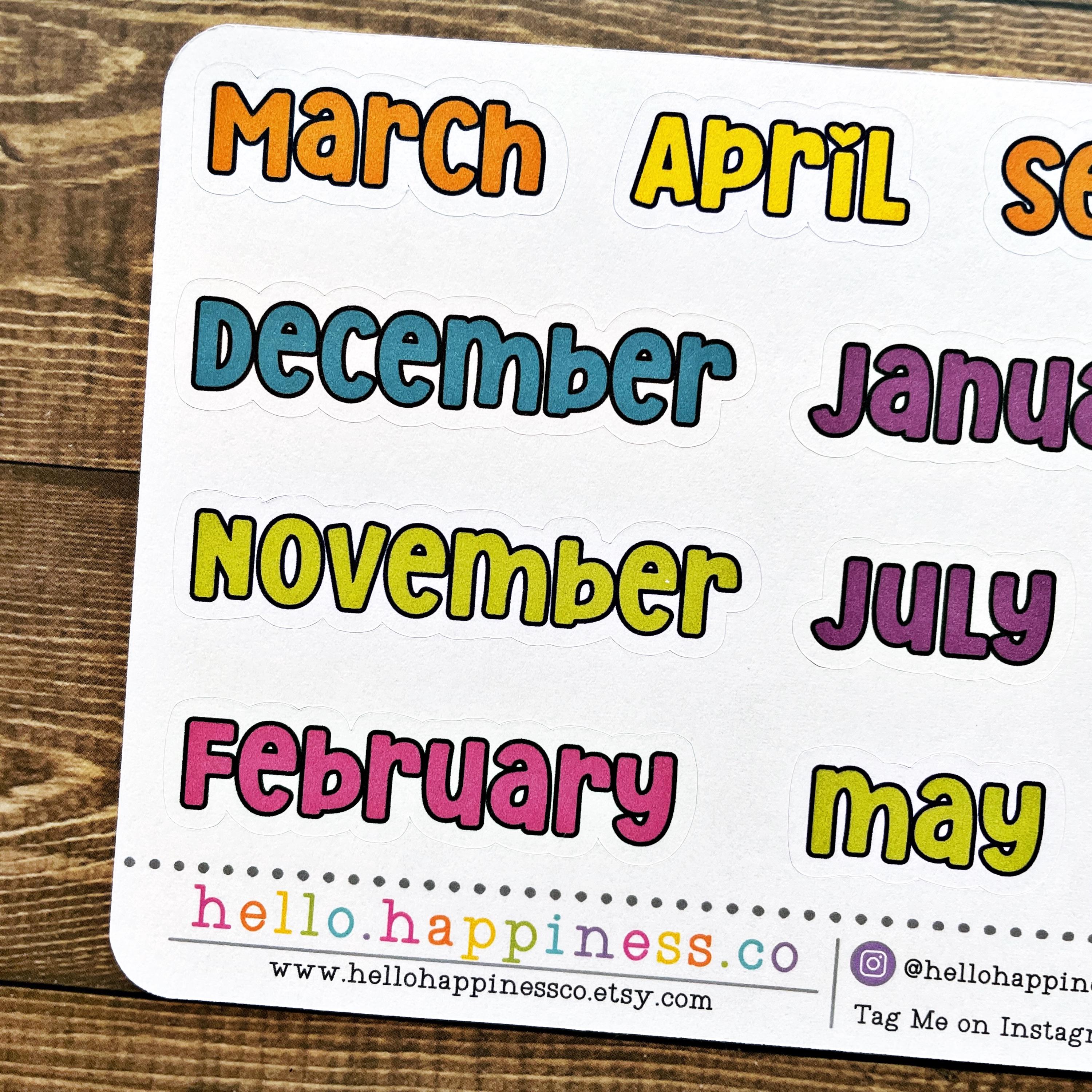 Small Months of the Year Planner Stickers - Kinder Cute - Etsy