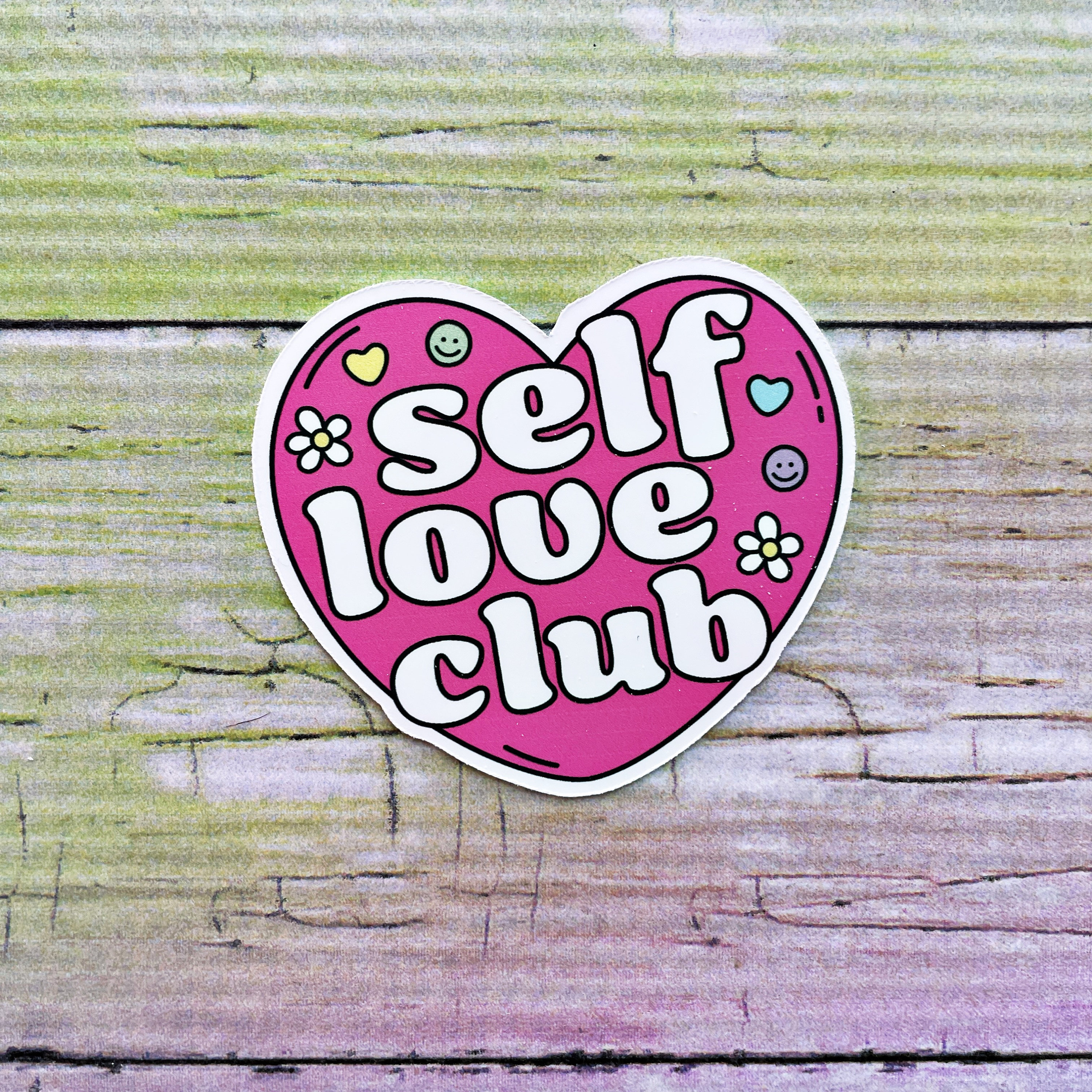 Self Love Club Die Cut Vinyl Sticker - Holographic & Glossy Overlay ...