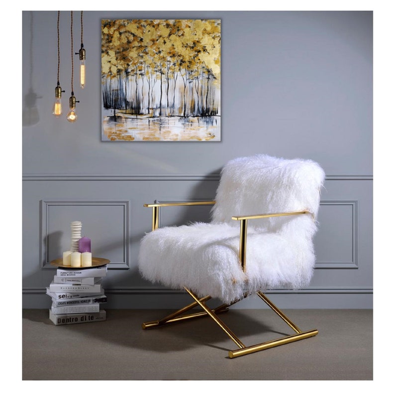 ABSTRACT ORIGINAL Painting Gold Leaf Painting Gray Abstract Etsy