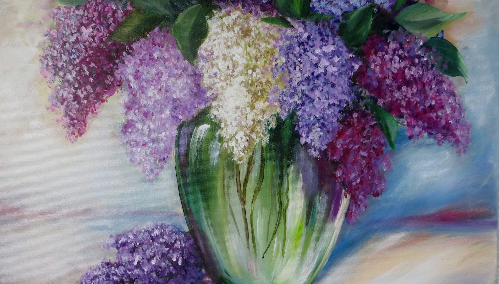 Lilac Painting Flowers in Vase Painting Lilac Wall Art Floral Etsy