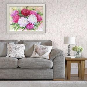 Peony painting Peonies painting Mothers day gift for Mother Summer blossom Summer flowers painting Peony Flower bouquet painting for gift image 6