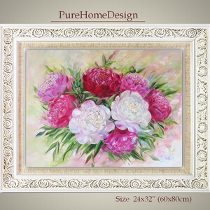 Peony painting Peonies painting Mothers day gift for Mother Summer blossom Summer flowers painting Peony Flower bouquet painting for gift image 2