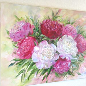 Peony painting Peonies painting Mothers day gift for Mother Summer blossom Summer flowers painting Peony Flower bouquet painting for gift image 3