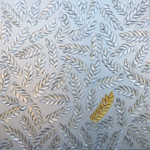 Canvas art Gold leaf painting Textured wall art Acrylic painting Silver leaves painting Over the bed decor Modern art Bedroom wall art image 8