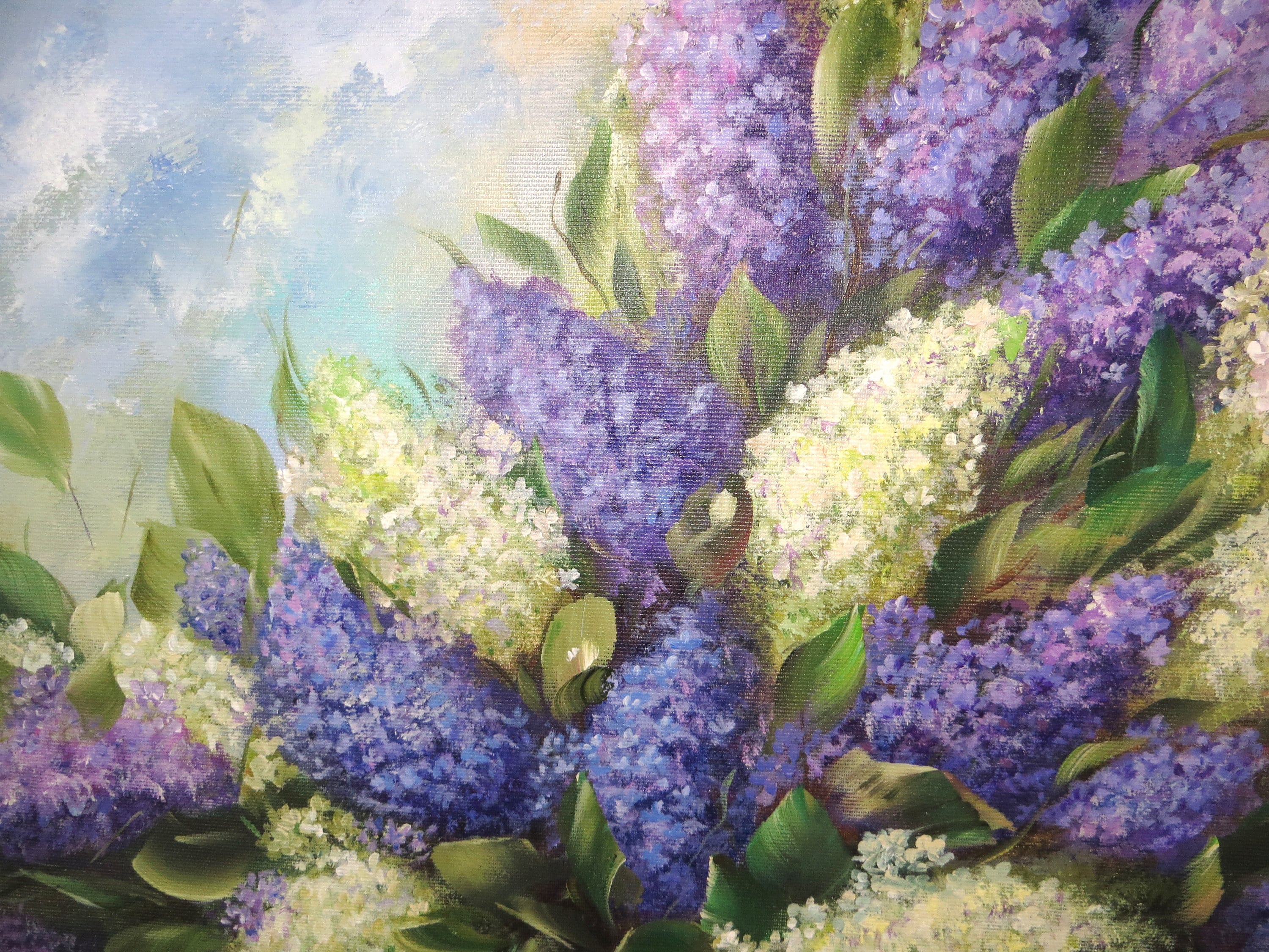 Flowers painting Lilac acrylic painting Lilac wall art Floral Etsy