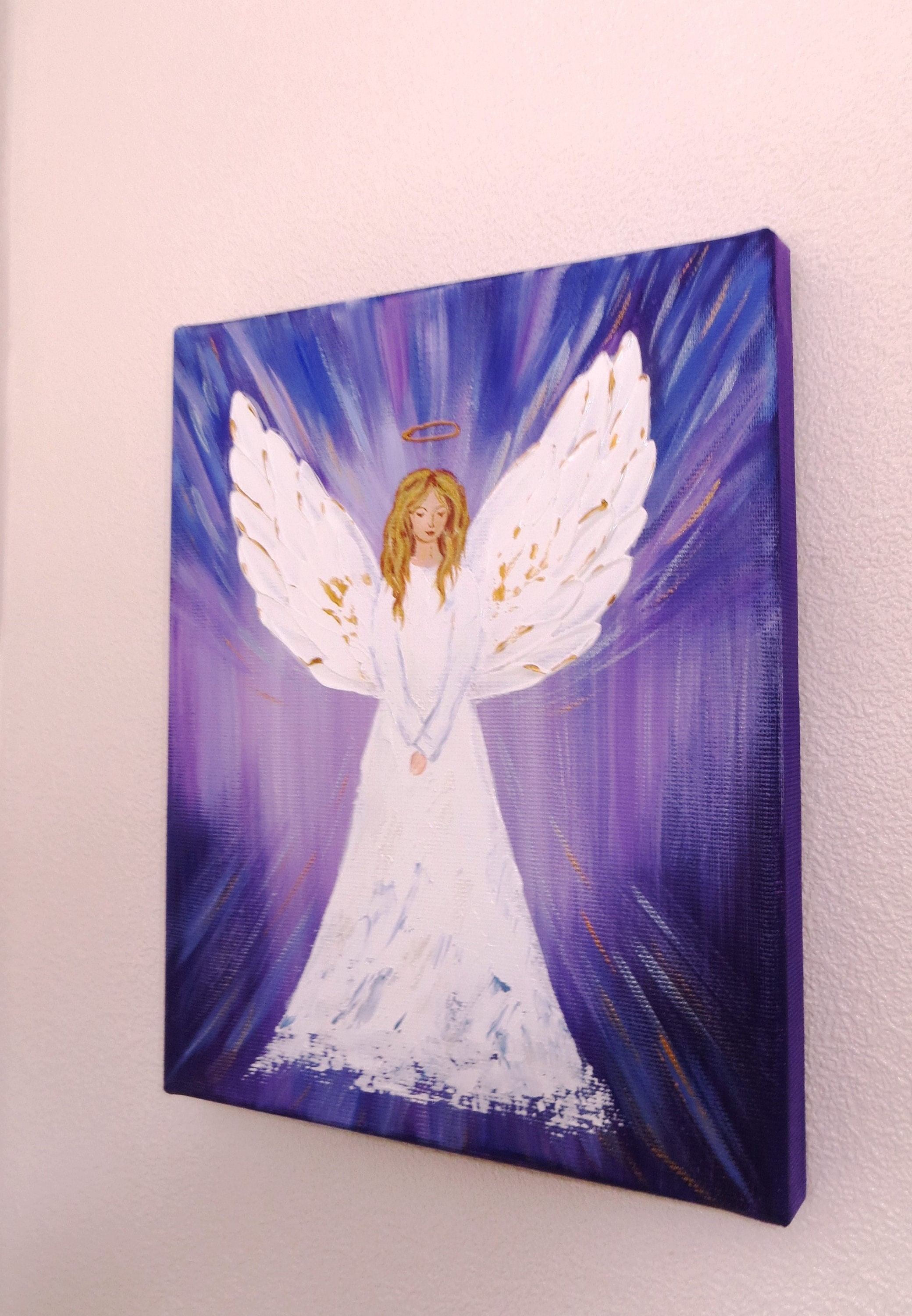 Original Engelbild Schutzengel Bild Engel auf Leinwand Engel auf Leinwand  Engelbild Engelbild Weihnachtsgeschenk Taufe Geschenk für Kind