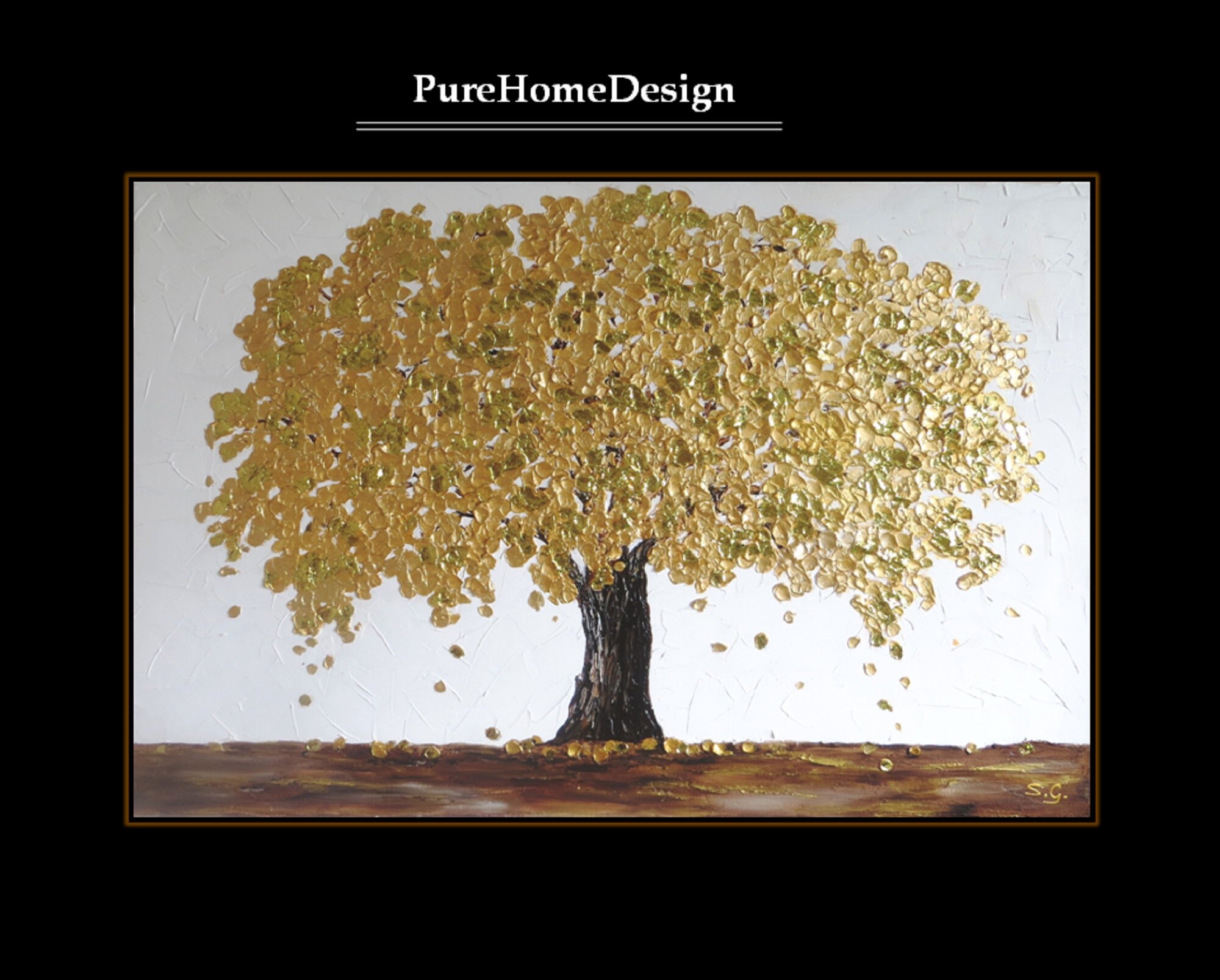 Large painting Gold Tree art Original abstract painting Canvas Etsy