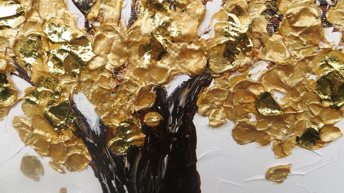Large painting Gold Tree art Original abstract painting Canvas Etsy