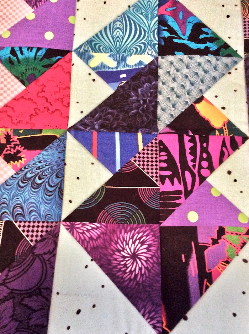 Colorful Scrappy Table Topper with Card Tricks Pattern