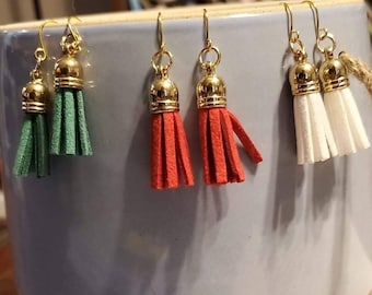 Red, green or white Christmas earrings