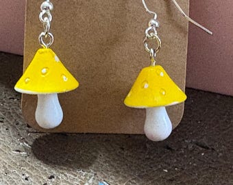 Yellow Mushroom Earrings